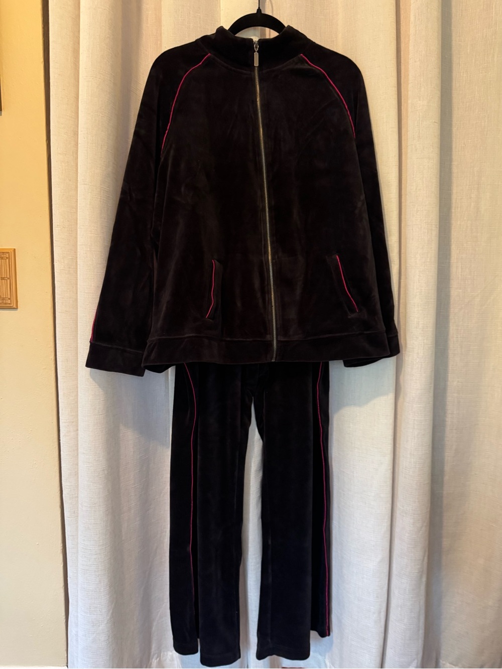 Style & Co Velour Track Lounge Suit Full Zip Black Size 2X